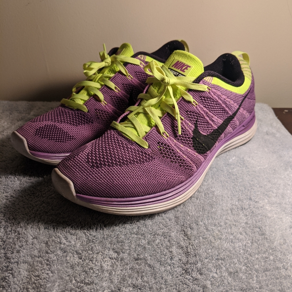 Nike Flyknit One Purple Volt Yellow 10.5